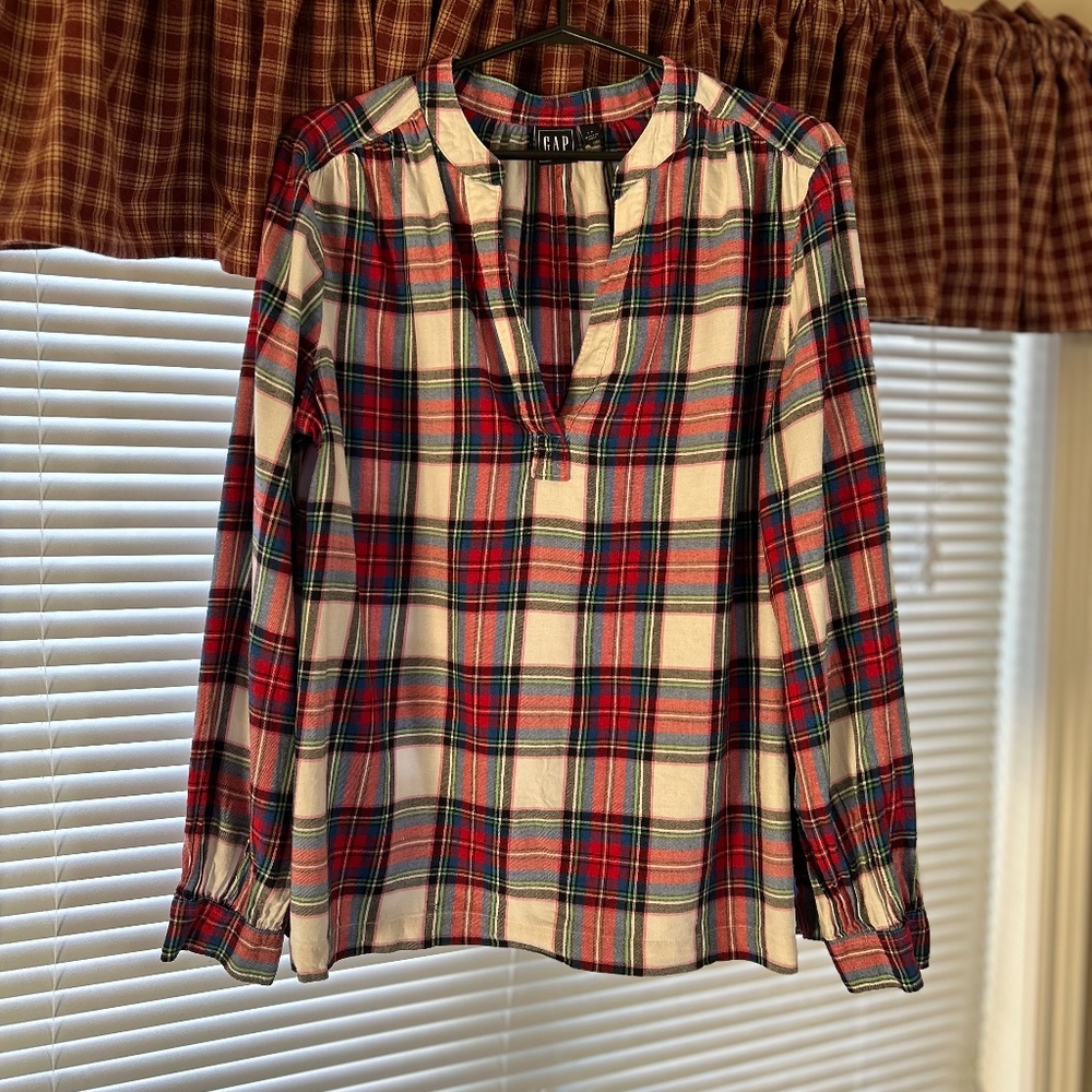 Gap Flannel Peasant Top